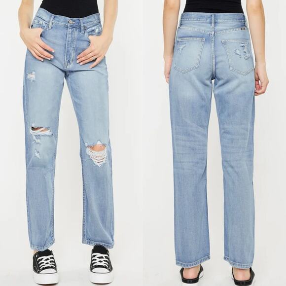 KanCan Jinx Ultra High Rise 90's Boyfriend Distressed Jeans Light Wash Size 9/28 - Picture 3 of 16